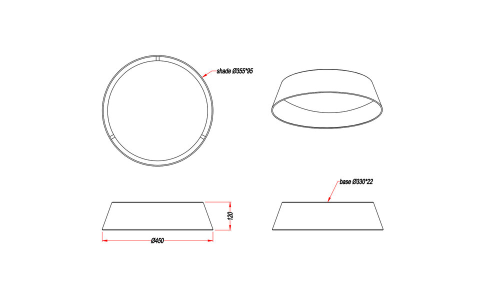 HLW LED LED Plafondlamp - Plafondverlichting - Trion Pinton - 18W - Warm Wit 3000K - Rond - Mat Zwart - Textiel
