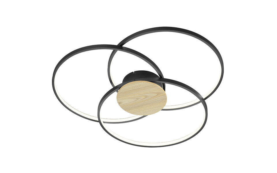 HLW LED LED Plafondlamp - Plafondverlichting - Trion Sidon - 40W - Warm Wit 3000K - Dimbaar - Rond - Mat Zwart - Aluminium