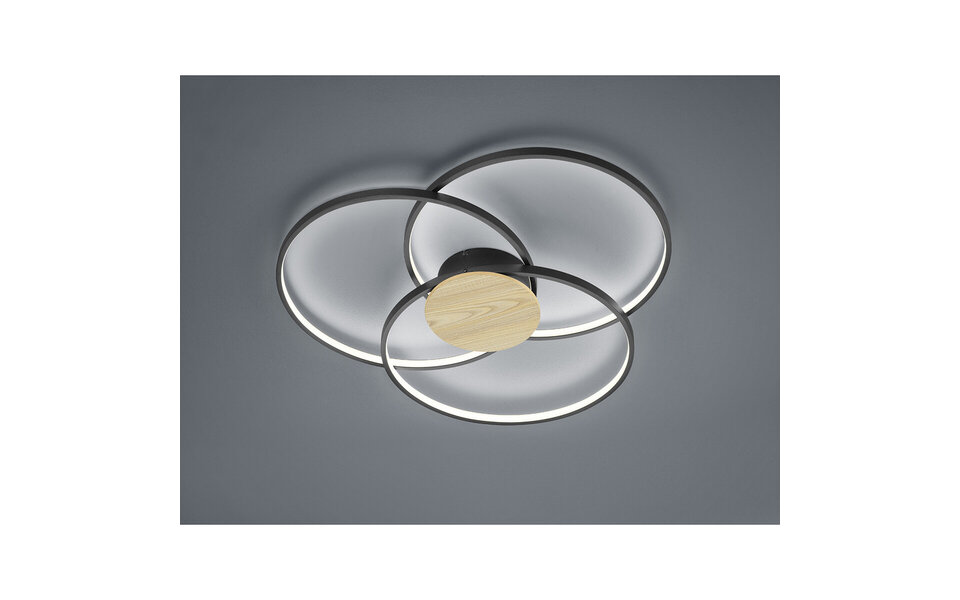 HLW LED LED Plafondlamp - Plafondverlichting - Trion Sidon - 40W - Warm Wit 3000K - Dimbaar - Rond - Mat Zwart - Aluminium