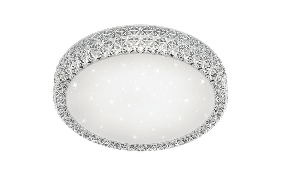 HLW LED LED Ceiling Light - Trion Pegyon - 27W - Warm White 3000K - Remote Control - Dimmable - Star Light - Round - Matte White - Acrylic