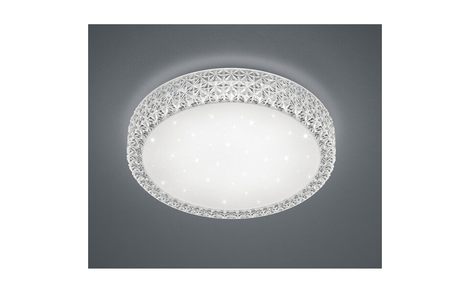 HLW LED LED Plafondlamp - Trion Pegyon - 27W - Warm Wit 3000K - Afstandsbediening - Dimbaar - Sterlicht - Rond - Mat Wit - Acryl