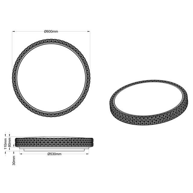 HLW LED LED Ceiling Light - Trion Pegyon - 27W - Warm White 3000K - Remote Control - Dimmable - Star Light - Round - Matte White - Acrylic