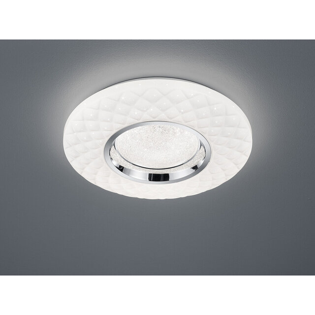 HLW LED LED Ceiling Light - Trion Magum - 22W - Adjustable Color - Dimmable - Remote Control - Star Light - Round - Matte White - Plastic