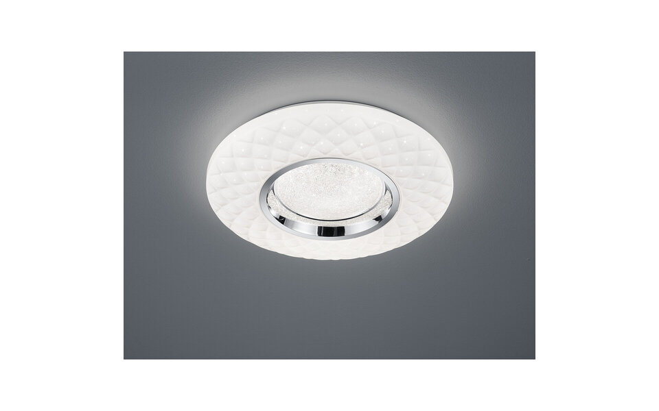 HLW LED LED Ceiling Light - Trion Magum - 22W - Adjustable Color - Dimmable - Remote Control - Star Light - Round - Matte White - Plastic