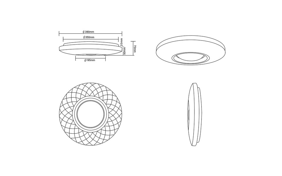 HLW LED LED Ceiling Light - Trion Magum - 22W - Adjustable Color - Dimmable - Remote Control - Star Light - Round - Matte White - Plastic
