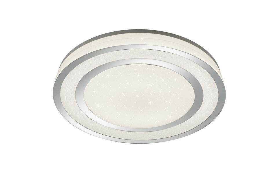 HLW LED LED Plafondlamp - Trion Noruno - 45W - Aanpasbare Kleur - Dimbaar - Afstandsbediening - Sterlicht - Rond - Mat Chroom - Kunststof