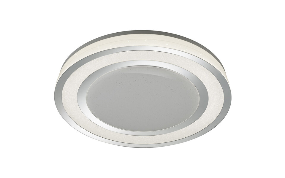 HLW LED LED Ceiling Light - Trion Noruno - 45W - Adjustable Color - Dimmable - Remote Control - Star Light - Round - Matte Chrome - Plastic