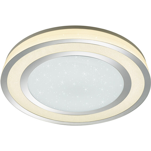 HLW LED LED Ceiling Light - Trion Noruno - 45W - Adjustable Color - Dimmable - Remote Control - Star Light - Round - Matte Chrome - Plastic