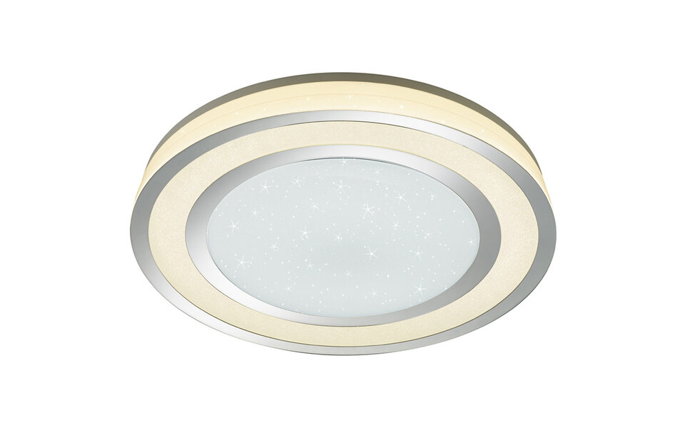 HLW LED LED Ceiling Light - Trion Noruno - 45W - Adjustable Color - Dimmable - Remote Control - Star Light - Round - Matte Chrome - Plastic
