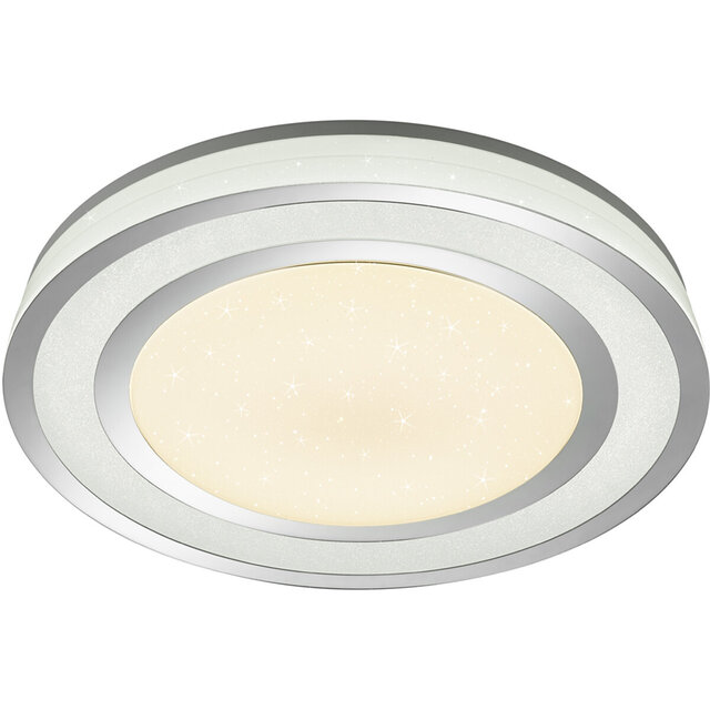 HLW LED LED Ceiling Light - Trion Noruno - 45W - Adjustable Color - Dimmable - Remote Control - Star Light - Round - Matte Chrome - Plastic