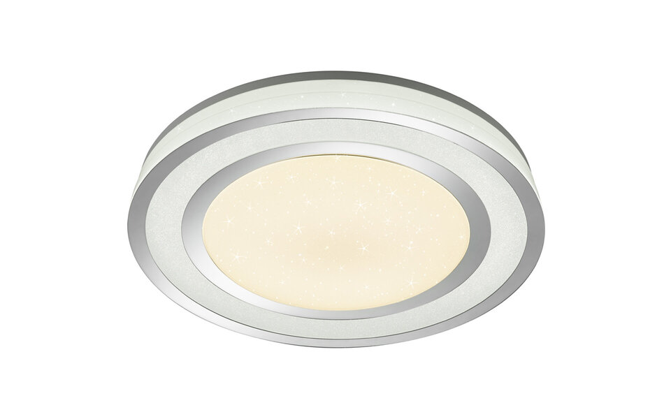 HLW LED LED Ceiling Light - Trion Noruno - 45W - Adjustable Color - Dimmable - Remote Control - Star Light - Round - Matte Chrome - Plastic