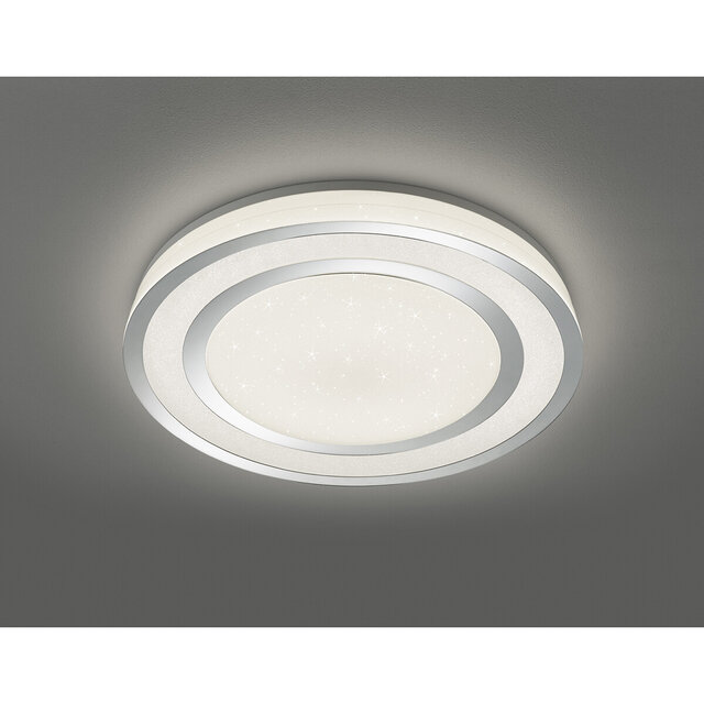 HLW LED LED Ceiling Light - Trion Noruno - 45W - Adjustable Color - Dimmable - Remote Control - Star Light - Round - Matte Chrome - Plastic