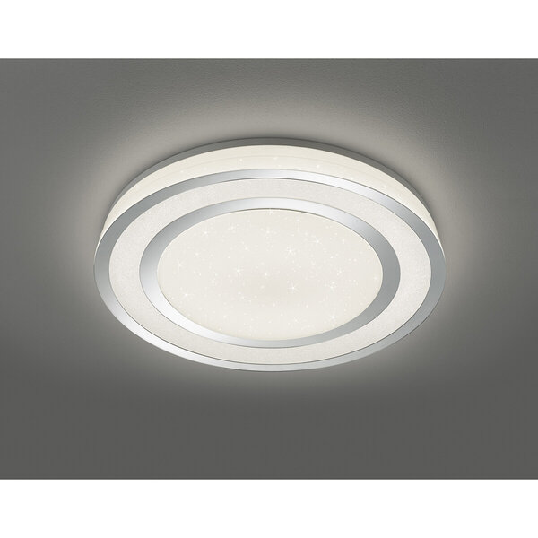HLW LED LED Plafondlamp - Trion Noruno - 45W - Aanpasbare Kleur - Dimbaar - Afstandsbediening - Sterlicht - Rond - Mat Chroom - Kunststof HLW LED LED Plafondlamp - Trion Noruno - 45W - Aanpasbare Kleur - Dimbaar - Afstandsbediening - Sterlicht - Rond - Mat Chroom - Kunststof