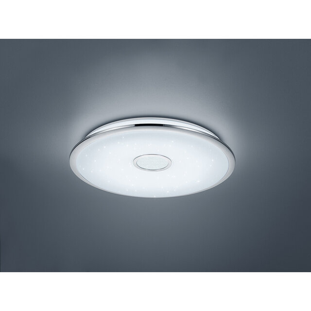 HLW LED LED Plafondlamp - Trion Osirina - 100W - Aanpasbare Kleur - Dimbaar - Afstandsbediening - Rond - Glans Chroom - Kunststof HLW LED LED Plafondlamp - Trion Osirina - 100W - Aanpasbare Kleur - Dimbaar - Afstandsbediening - Rond - Glans Chroom - Kunststof