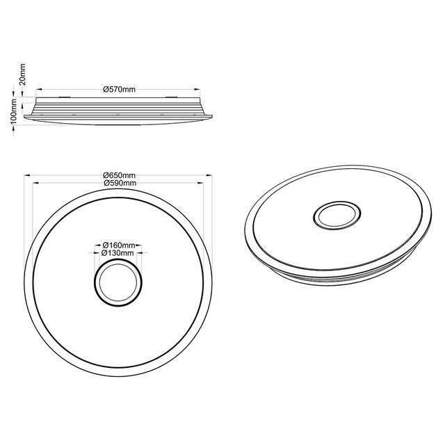 HLW LED LED Plafondlamp - Trion Osirina - 100W - Aanpasbare Kleur - Dimbaar - Afstandsbediening - Rond - Glans Chroom - Kunststof HLW LED LED Plafondlamp - Trion Osirina - 100W - Aanpasbare Kleur - Dimbaar - Afstandsbediening - Rond - Glans Chroom - Kunststof