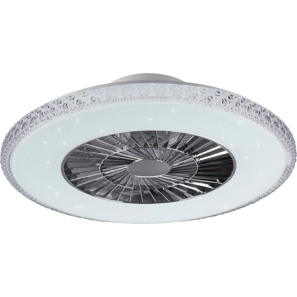 HLW LED LED Plafondlamp met Ventilator - Plafondventilator - Trion Haron - 40W - Afstandsbediening - Aanpasbare Kleur - Dimbaar - Rond - Mat Chroom - Kunststof HLW LED LED Plafondlamp met Ventilator - Plafondventilator - Trion Haron - 40W - Afstandsbediening - Aanpasbare Kleur - Dimbaar - Rond - Mat Chroom - Kunststof