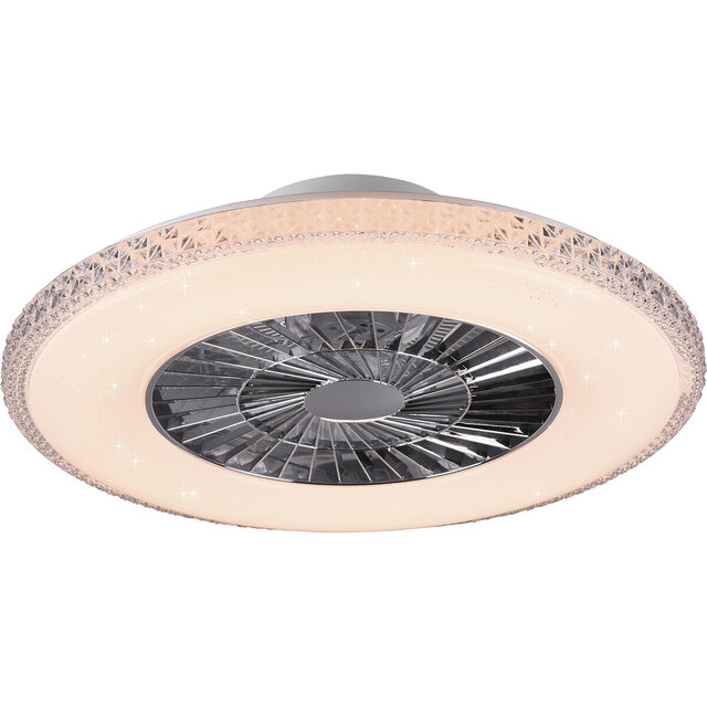 HLW LED LED Plafondlamp met Ventilator - Plafondventilator - Trion Haron - 40W - Afstandsbediening - Aanpasbare Kleur - Dimbaar - Rond - Mat Chroom - Kunststof HLW LED LED Plafondlamp met Ventilator - Plafondventilator - Trion Haron - 40W - Afstandsbediening - Aanpasbare Kleur - Dimbaar - Rond - Mat Chroom - Kunststof