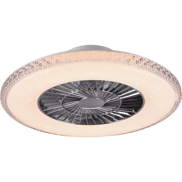 HLW LED LED Plafondlamp met Ventilator - Plafondventilator - Trion Haron - 40W - Afstandsbediening - Aanpasbare Kleur - Dimbaar - Rond - Mat Chroom - Kunststof HLW LED LED Plafondlamp met Ventilator - Plafondventilator - Trion Haron - 40W - Afstandsbediening - Aanpasbare Kleur - Dimbaar - Rond - Mat Chroom - Kunststof