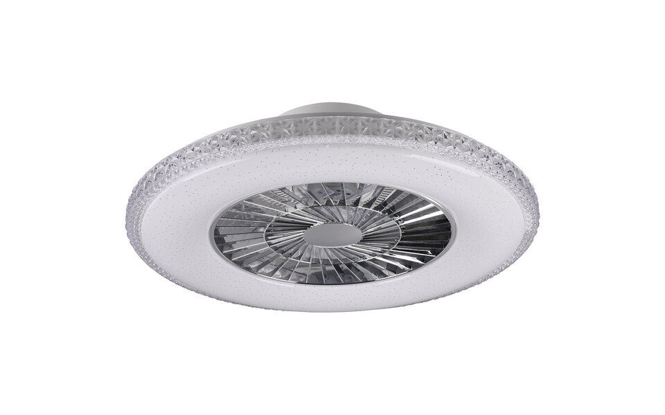 HLW LED LED Ceiling Light with Fan - Ceiling Fan - Trion Haron - 40W - Remote Control - Adjustable Color - Dimmable - Round - Matte Chrome - Plastic