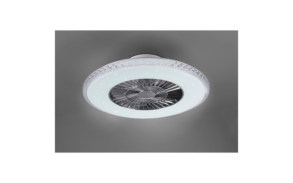 HLW LED LED Plafondlamp met Ventilator - Plafondventilator - Trion Haron - 40W - Afstandsbediening - Aanpasbare Kleur - Dimbaar - Rond - Mat Chroom - Kunststof HLW LED LED Plafondlamp met Ventilator - Plafondventilator - Trion Haron - 40W - Afstandsbediening - Aanpasbare Kleur - Dimbaar - Rond - Mat Chroom - Kunststof