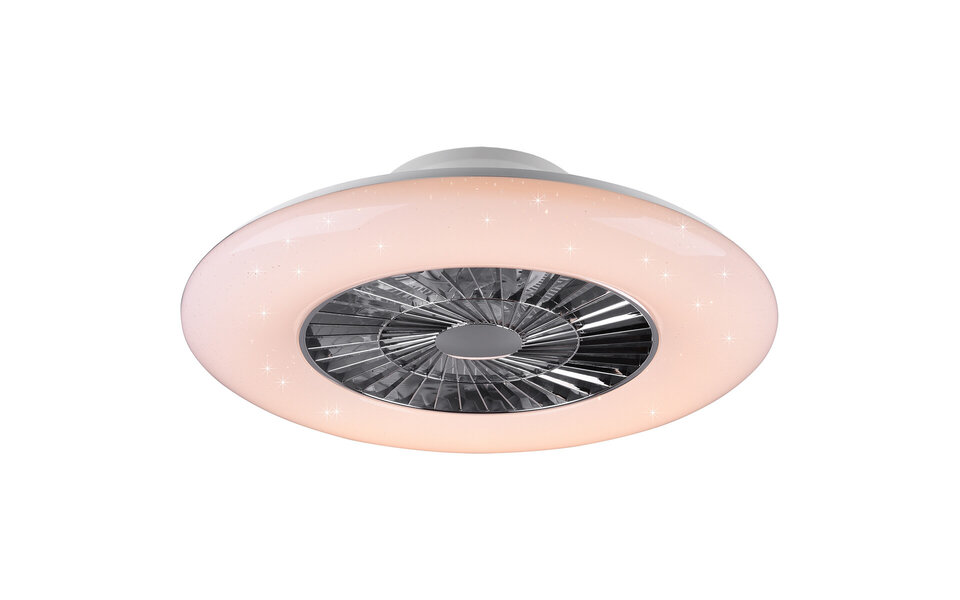 HLW LED LED Plafondlamp met Ventilator - Plafondventilator - Trion Vison - 40W - Aanpasbare Kleur - Afstandsbediening - Dimbaar - Rond - Mat Chroom - Kunststof