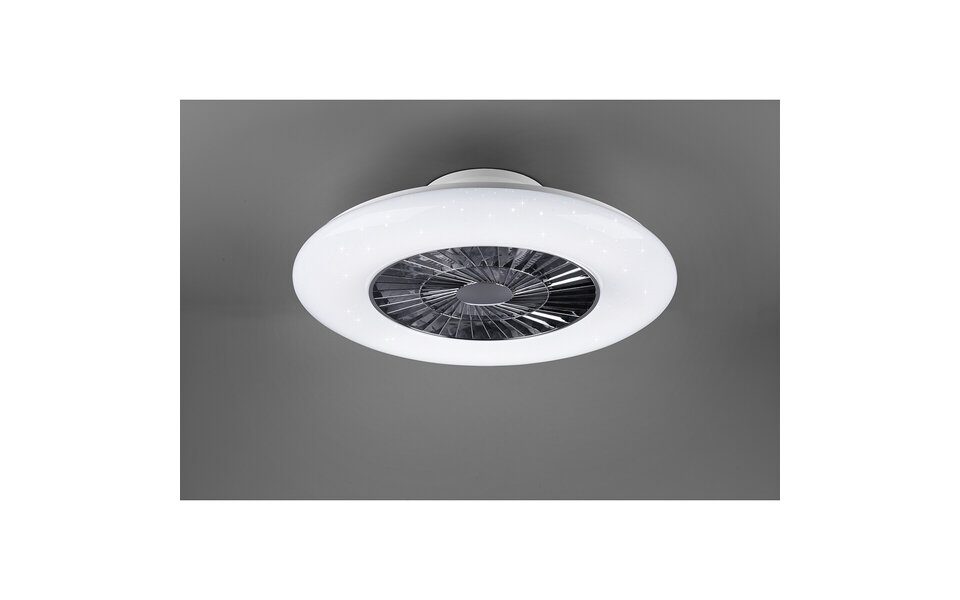 HLW LED LED Plafondlamp met Ventilator - Plafondventilator - Trion Vison - 40W - Aanpasbare Kleur - Afstandsbediening - Dimbaar - Rond - Mat Chroom - Kunststof
