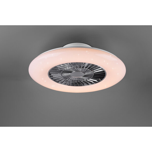 HLW LED LED Plafondlamp met Ventilator - Plafondventilator - Trion Vison - 40W - Aanpasbare Kleur - Afstandsbediening - Dimbaar - Rond - Mat Chroom - Kunststof HLW LED LED Plafondlamp met Ventilator - Plafondventilator - Trion Vison - 40W - Aanpasbare Kleur - Afstandsbediening - Dimbaar - Rond - Mat Chroom - Kunststof