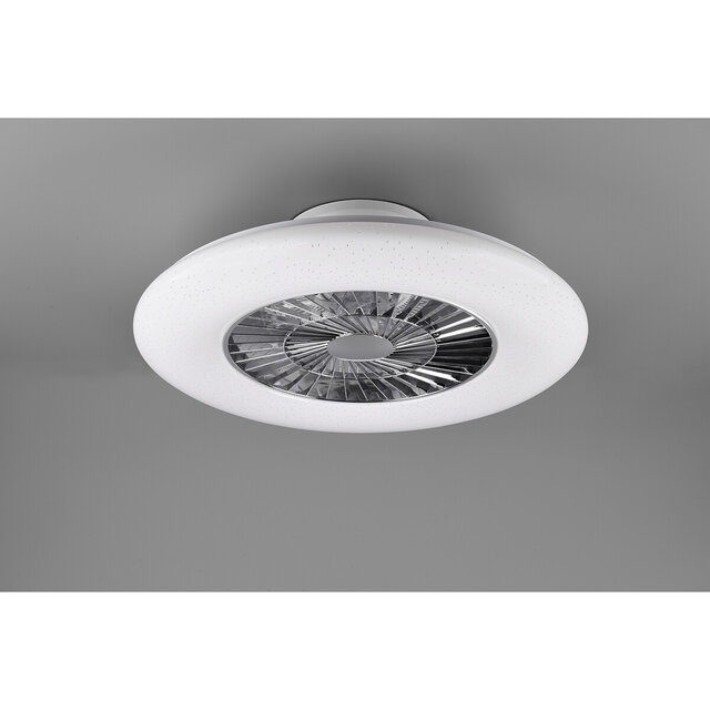 HLW LED LED Plafondlamp met Ventilator - Plafondventilator - Trion Vison - 40W - Aanpasbare Kleur - Afstandsbediening - Dimbaar - Rond - Mat Chroom - Kunststof