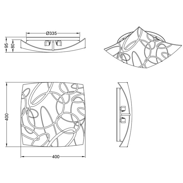 HLW LED LED Ceiling Light - Ceiling Lighting - Trion Spirilo - E27 Fitting - 2-light - Square - Matte White - Aluminum