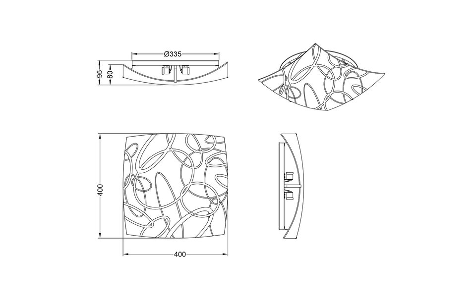 HLW LED LED Ceiling Light - Ceiling Lighting - Trion Spirilo - E27 Fitting - 2-light - Square - Matte White - Aluminum