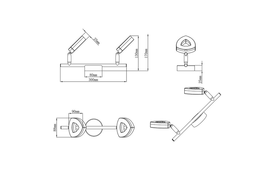 HLW LED LED Ceiling Spotlight - Trion Turon - 8W - Warm White 3000K - 2-light - Rectangular - Matte Chrome - Aluminum HLW LED LED Ceiling Spotlight - Trion Turon - 8W - Warm White 3000K - 2-light - Rectangular - Matte Chrome - Aluminum