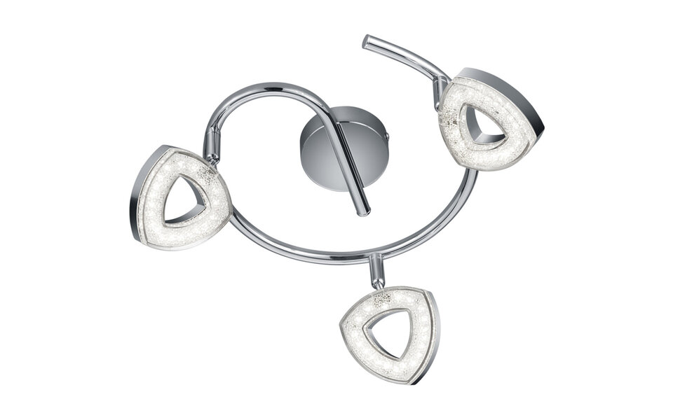 HLW LED LED Ceiling Spotlight - Trion Turon - 12W - Warm White 3000K - 3-light - Round - Matte Chrome - Aluminum