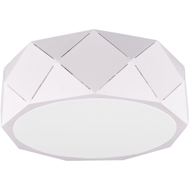 Ronde mat witte LED plafondlamp met drie E27 fittingen en een diameter van 40 cm, geschikt tot 25W wit licht