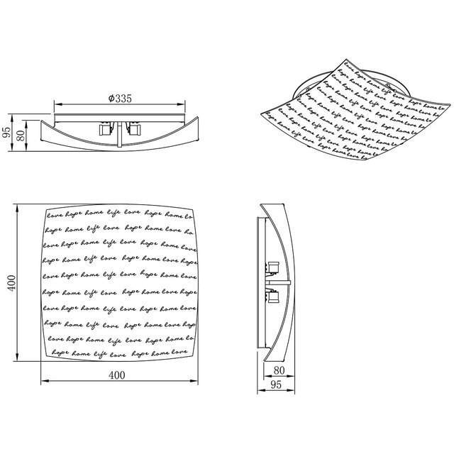 HLW LED LED Ceiling Lamp - Ceiling Lighting - Trion Sonu - E27 Fitting - 2-light - Square - Matt White - Aluminum
