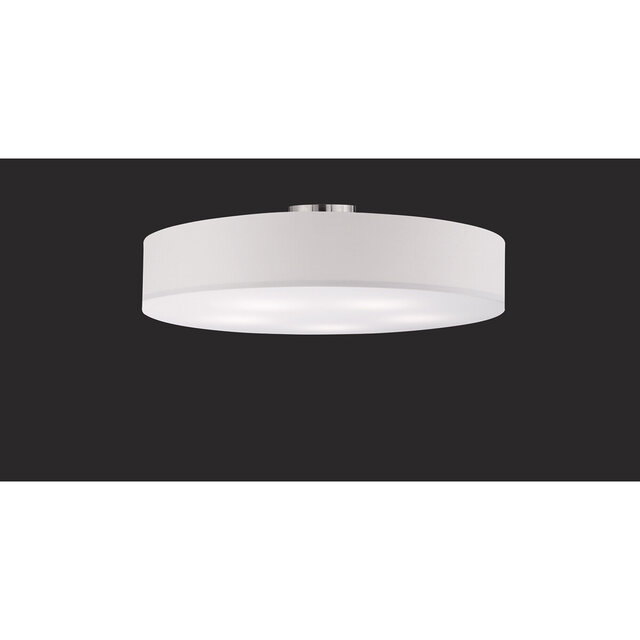 ronde LED plafondlamp met 5 E27 fittingen, mat nikkel, Ø65 cm, wit licht tot 60W