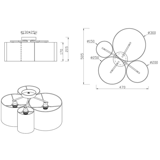 HLW LED LED Ceiling Lamp - Ceiling Lighting - Trion Hotia - E27 Fitting - 4 Lights - Round - Multicolor - Aluminum HLW LED LED Ceiling Lamp - Ceiling Lighting - Trion Hotia - E27 Fitting - 4 Lights - Round - Multicolor - Aluminum