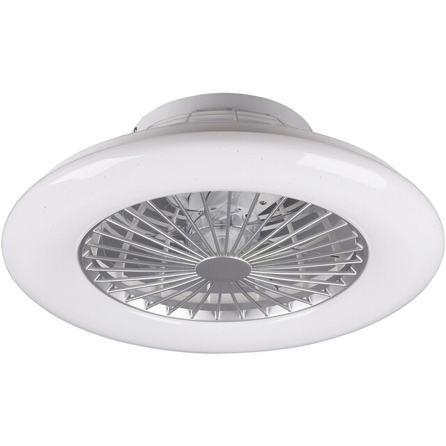 HLW LED LED Ceiling Light with Fan - Ceiling Fan - Trion Romina - 30W - Adjustable Color - Remote Control - Dimmable - Round - Matte Titanium - Plastic