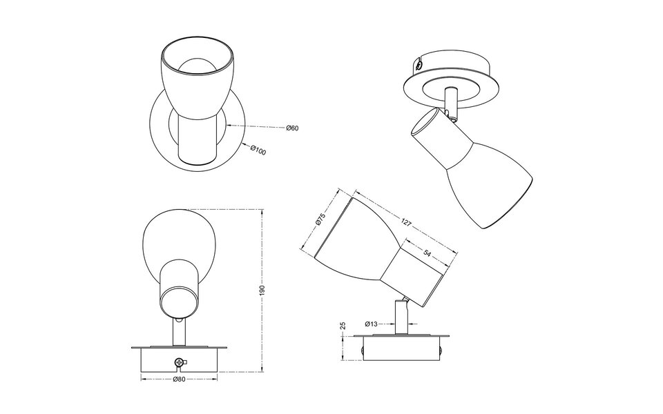 HLW LED LED Wandspot - Trion Levino - E14 Fitting - Warm Wit 3000K - Rond - Mat Goud - Aluminium