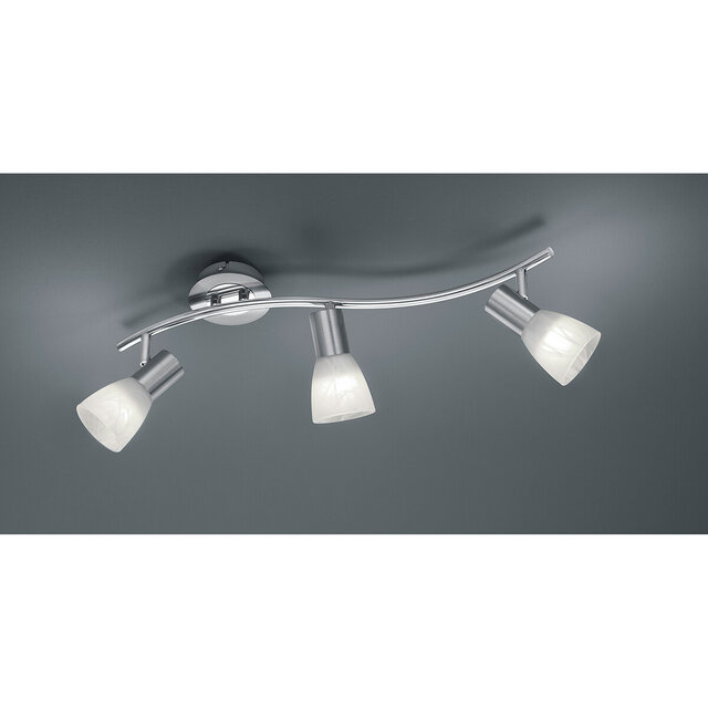 drie-lichts mat nikkel plafondspot met LED 15W 1200 lumen warm wit 3000K