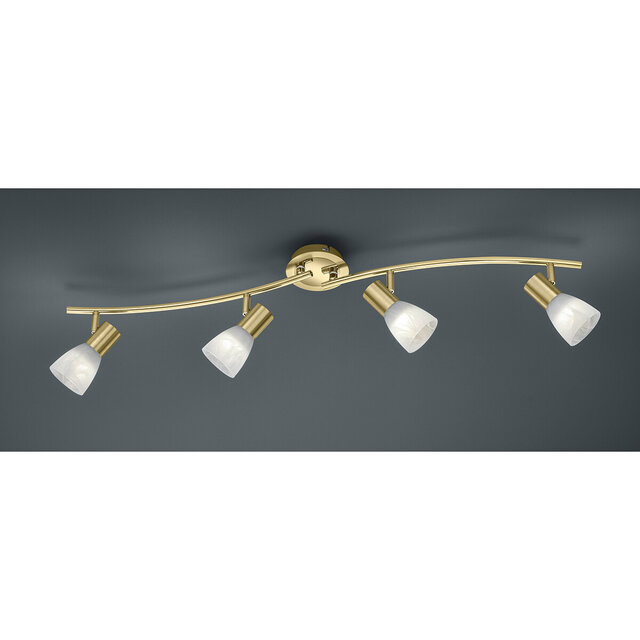 mat gouden LED plafondspot met 4 lampen, E14 fitting, 1600 lumen warm wit licht 3000K