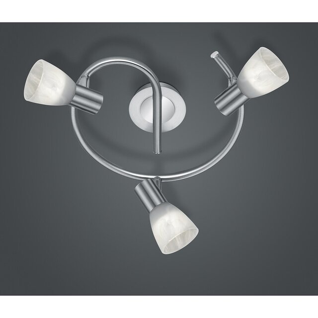 mat nikkel LED plafondspot met drie E14 fittingen warm wit licht 3000K 15W 1200 lumen