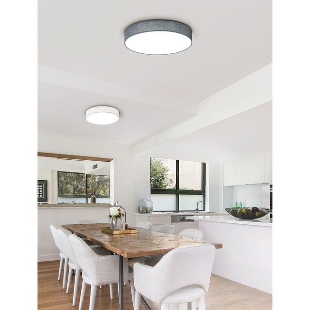 HLW LED LED Ceiling Lamp - Ceiling Lighting - Trion Lanago - 42W - Adjustable Color - Remote Control - Dimmable - Round - Matte White - Textile HLW LED LED Ceiling Lamp - Ceiling Lighting - Trion Lanago - 42W - Adjustable Color - Remote Control - Dimmable - Round - Matte White - Textile