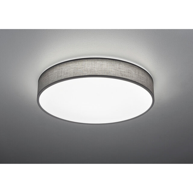 HLW LED LED Ceiling Lamp - Ceiling Lighting - Trion Lanago - 42W - Adjustable Color - Remote Control - Dimmable - Round - Matte Gray - Textile