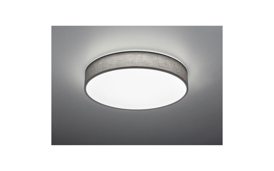 HLW LED LED Plafondlamp - Plafondverlichting - Trion Lanago - 42W - Aanpasbare Kleur - Afstandsbediening - Dimbaar - Rond - Mat Grijs - Textiel