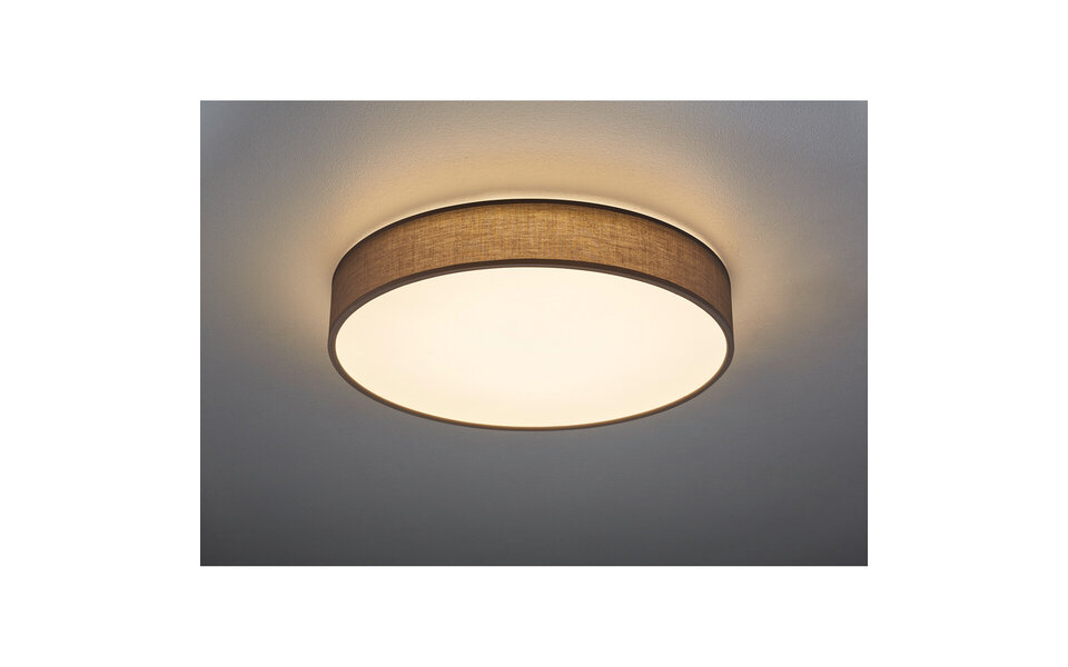 HLW LED LED Plafondlamp - Plafondverlichting - Trion Lanago - 42W - Aanpasbare Kleur - Afstandsbediening - Dimbaar - Rond - Mat Grijs - Textiel