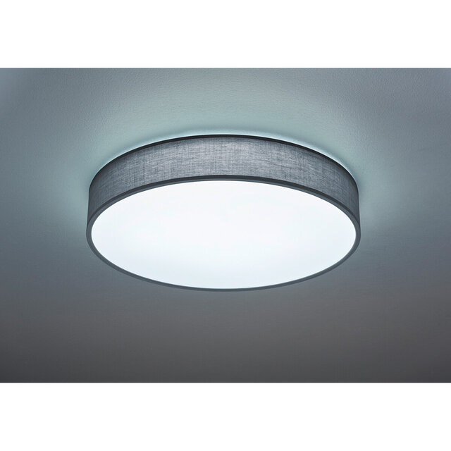 HLW LED LED Ceiling Lamp - Ceiling Lighting - Trion Lanago - 42W - Adjustable Color - Remote Control - Dimmable - Round - Matte Gray - Textile