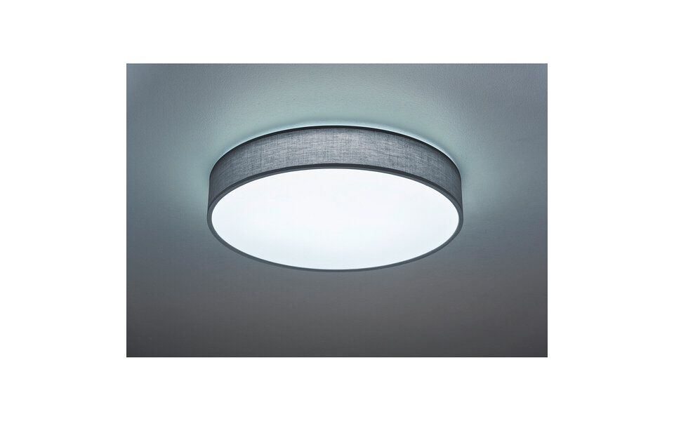 HLW LED LED Ceiling Lamp - Ceiling Lighting - Trion Lanago - 42W - Adjustable Color - Remote Control - Dimmable - Round - Matte Gray - Textile
