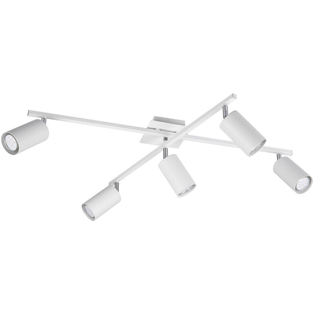 witte 5-lichts verstelbare LED plafondspot met GU10 fitting en maximaal 35W vermogen