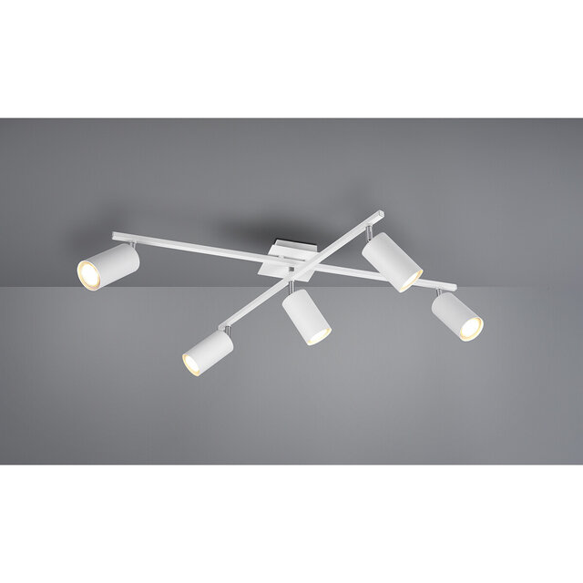 HLW LED LED Ceiling Spotlight - Trion Mary - GU10 Fitting - 5-light - Rectangular - Matte White - Aluminum