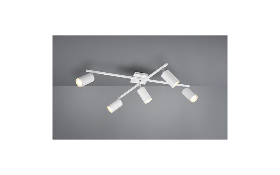 HLW LED LED Ceiling Spotlight - Trion Mary - GU10 Fitting - 5-light - Rectangular - Matte White - Aluminum